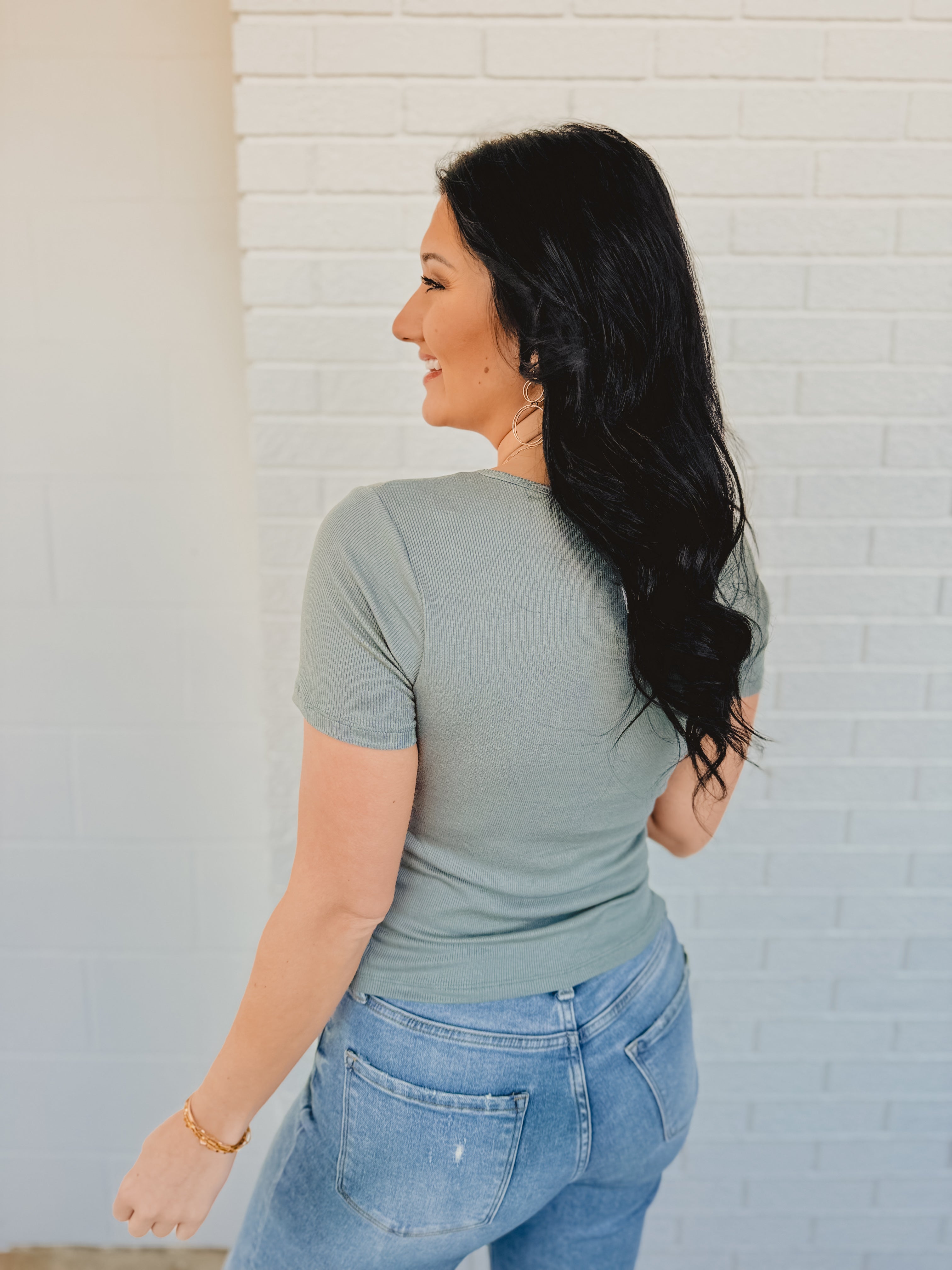 Ribbed Padded Knit Top - Teal Green - Lace and Grace Boutique