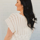Scalloped Comfy V-Neck Oversized Sweater - Oatmeal - Lace and Grace Boutique