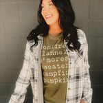 Bonfires, Flannels, & S'mores Graphic Tee - Olive - Lace and Grace Boutique