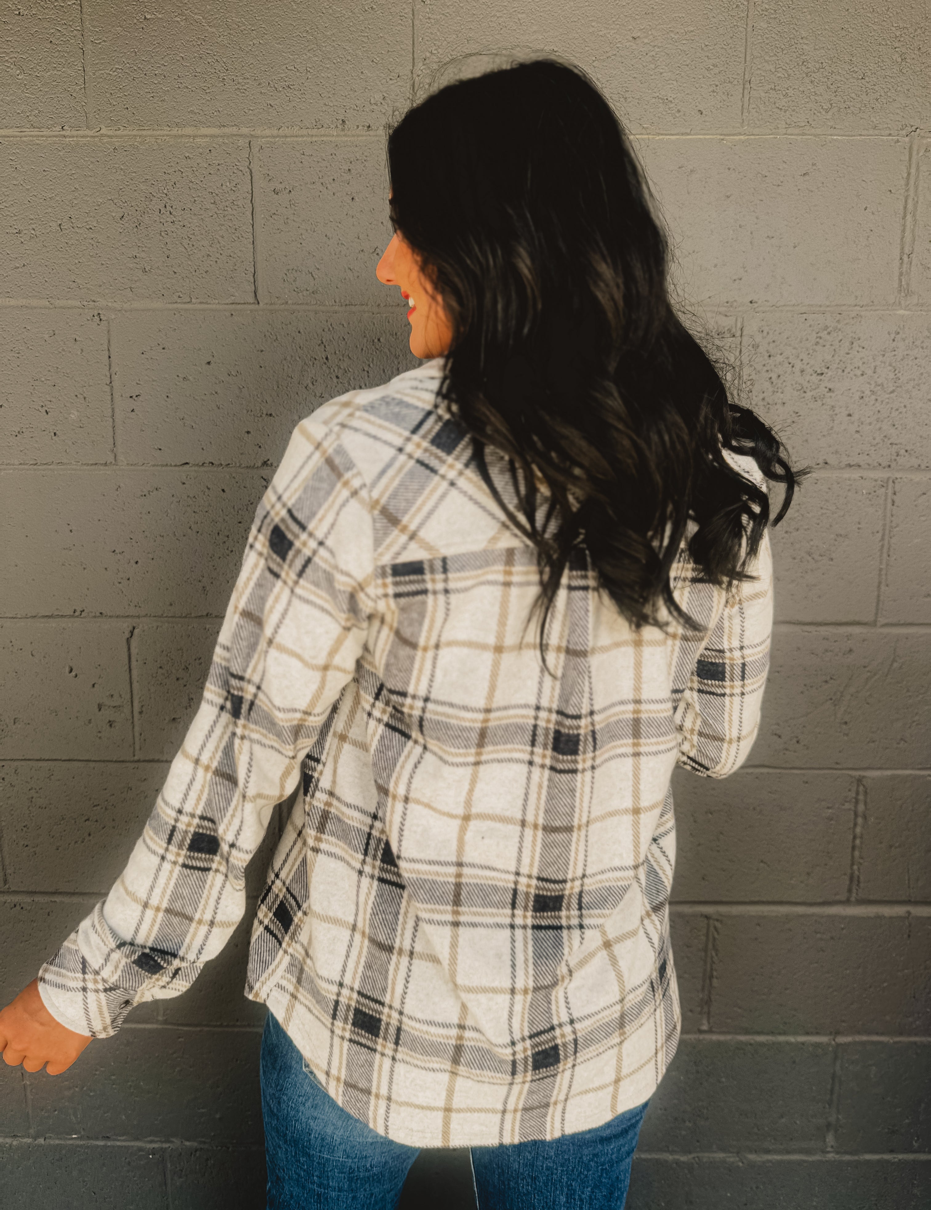 Plaid Button Up Flannel - Black Multi - Lace and Grace Boutique