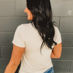 Basic Crew Neck Short Sleeve Top - Natural - Lace and Grace Boutique