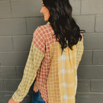 Mix Plaid Oversized Flannel - Mustard Multi - Lace and Grace Boutique