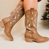Britney Cut Out Western Boots - Tan - Lace and Grace Boutique