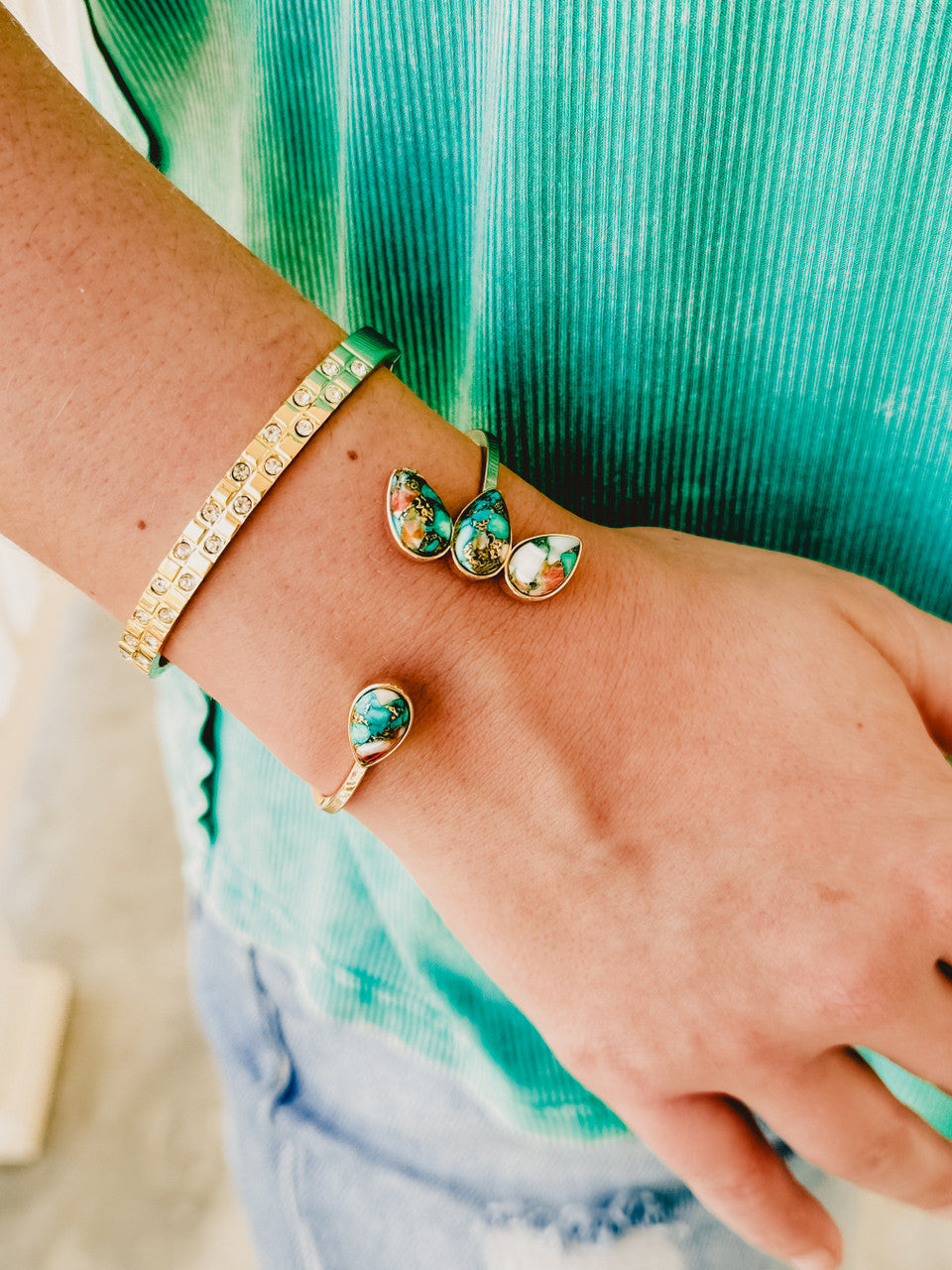 Louie Cuff Gold Bracelet by Erimish - Lace and Grace Boutique