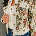 Floral Button Down Jacquard Jacket - Lace and Grace Boutique