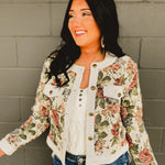 Floral Button Down Jacquard Jacket - Lace and Grace Boutique