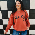 Cincy Dyed Fleece Sweatshirt - Orange - Lace and Grace Boutique