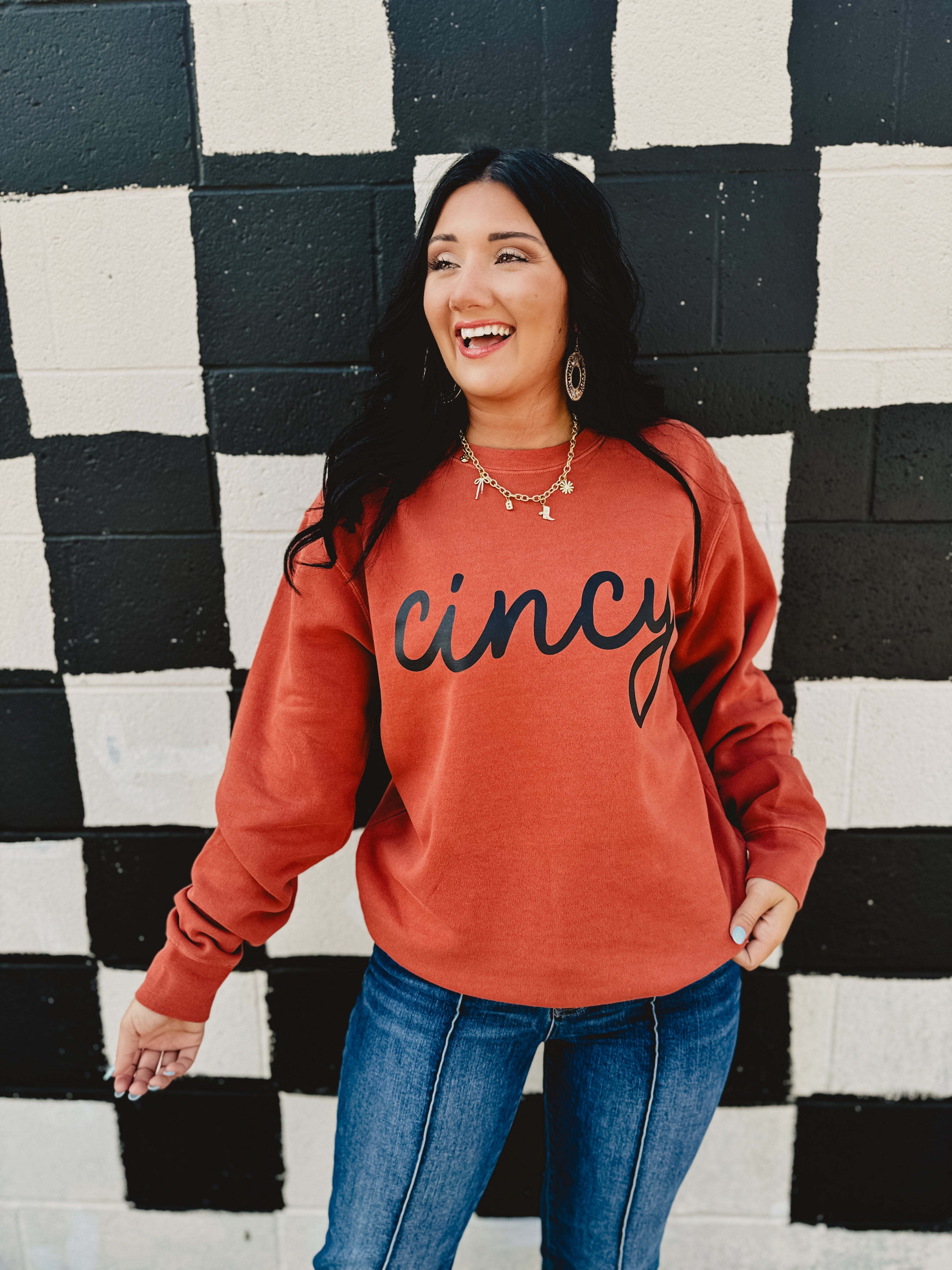 Cincy Dyed Fleece Sweatshirt - Orange - Lace and Grace Boutique