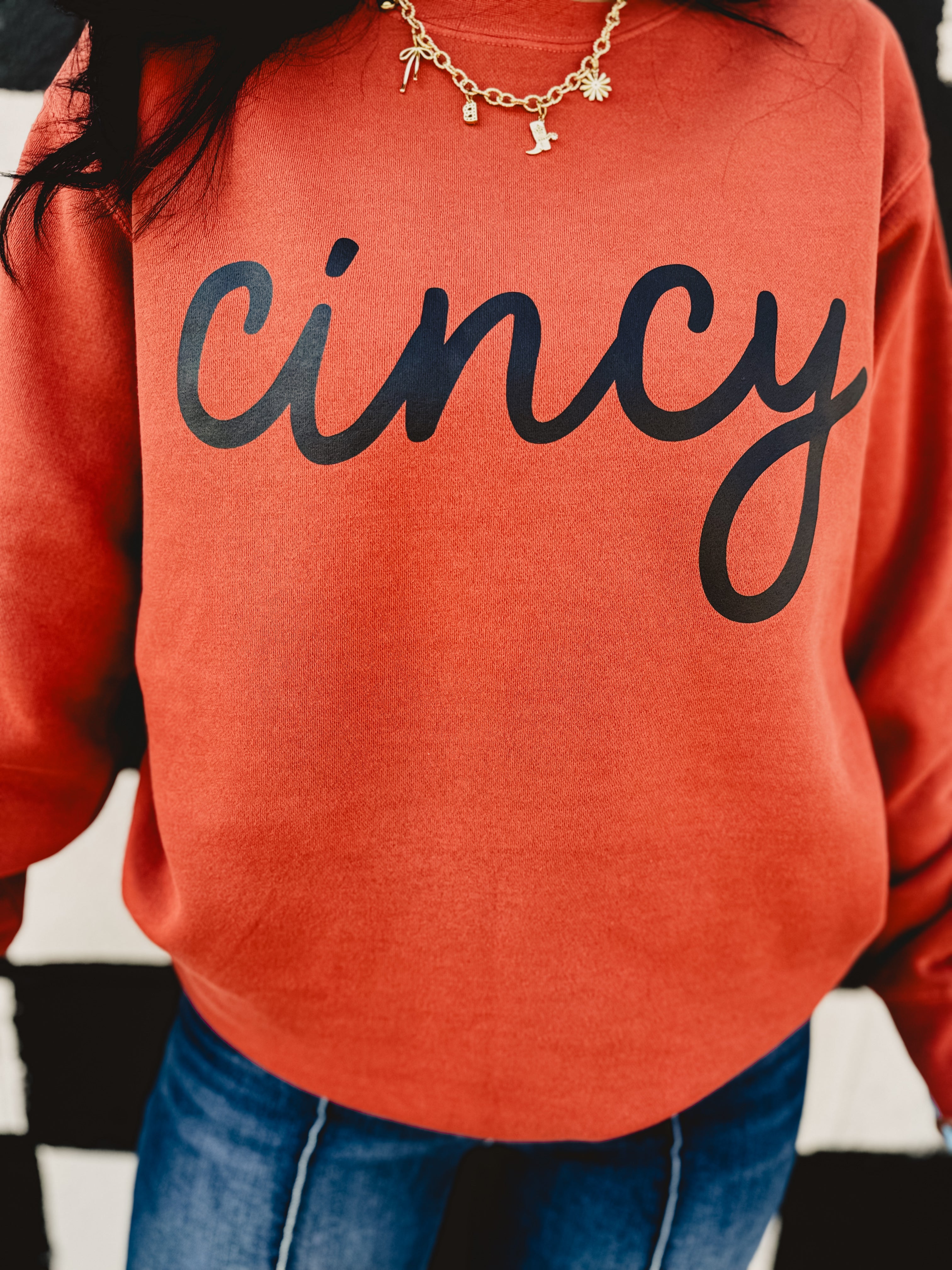 Cincy Dyed Fleece Sweatshirt - Orange - Lace and Grace Boutique