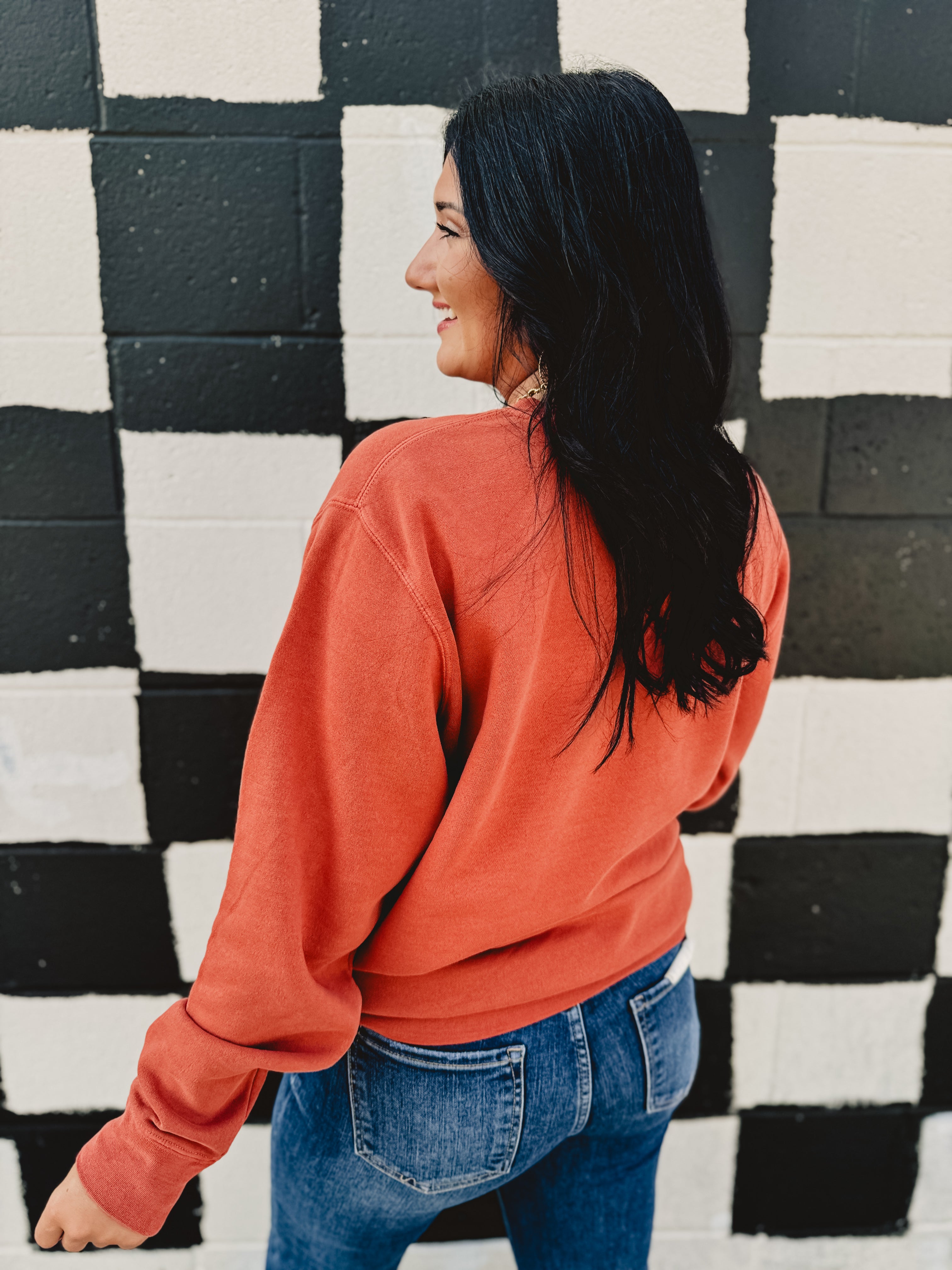 Cincy Dyed Fleece Sweatshirt - Orange - Lace and Grace Boutique