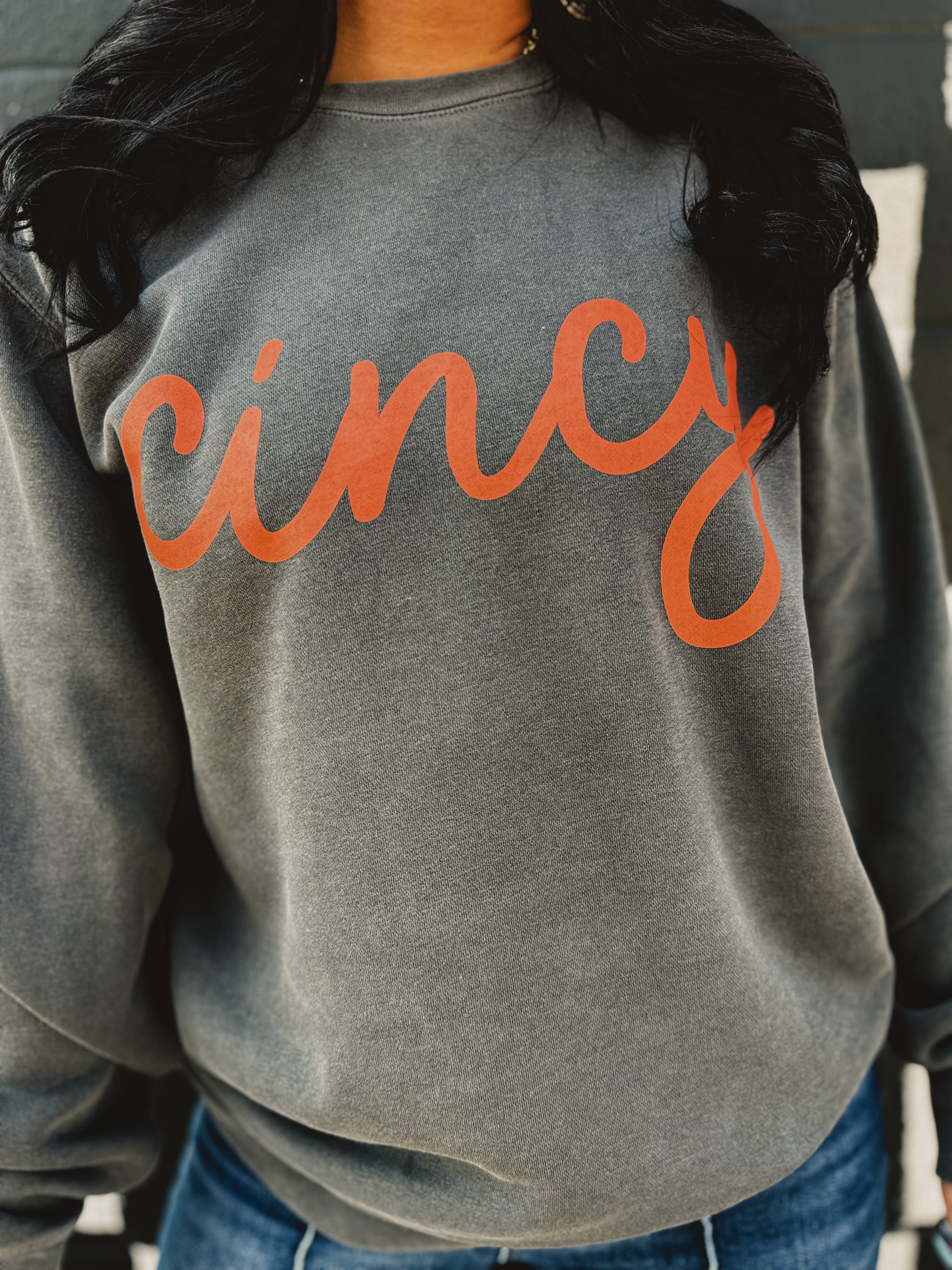 Cincy Fleece Sweatshirt - Charcoal - Lace and Grace Boutique