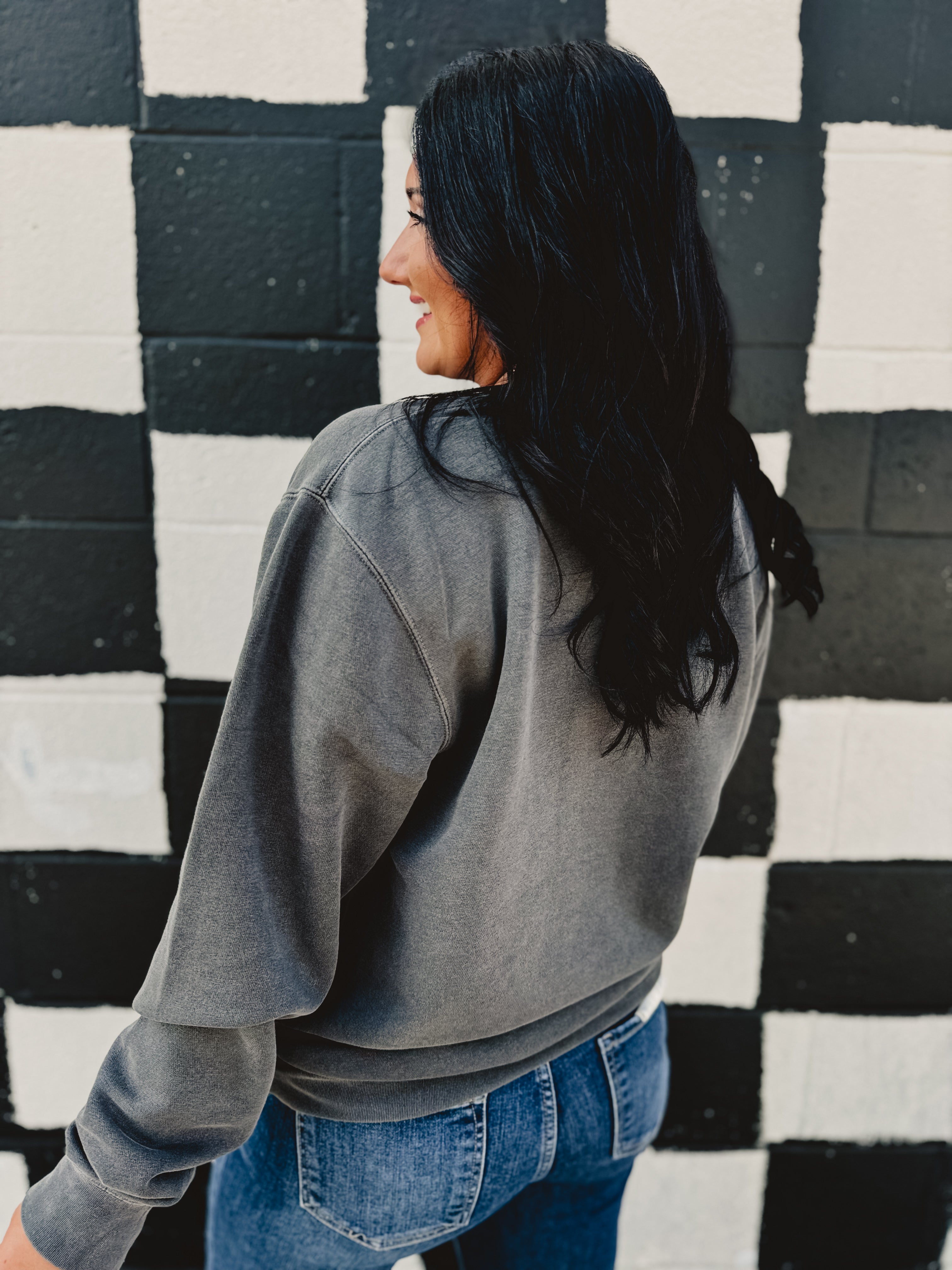 Cincy Fleece Sweatshirt - Charcoal - Lace and Grace Boutique
