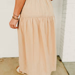 Pintuck Detailed Embroidery Edge Cotton Skirt - Khaki - Lace and Grace Boutique