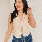 Crochet Knit Vest - Natural - Lace and Grace Boutique