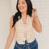 Crochet Knit Vest - Natural - Lace and Grace Boutique