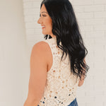 Crochet Knit Vest - Natural - Lace and Grace Boutique