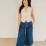 Crochet Knit Vest - Natural - Lace and Grace Boutique