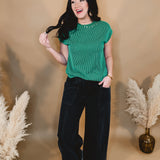 Mineral Wash Wide Leg Elastic Waist Twill Pant - Black - Lace and Grace Boutique