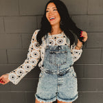 Raw Hem Denim Overalls - Medium Wash - Lace and Grace Boutique