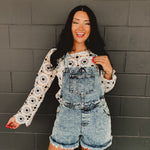 Raw Hem Denim Overalls - Medium Wash - Lace and Grace Boutique