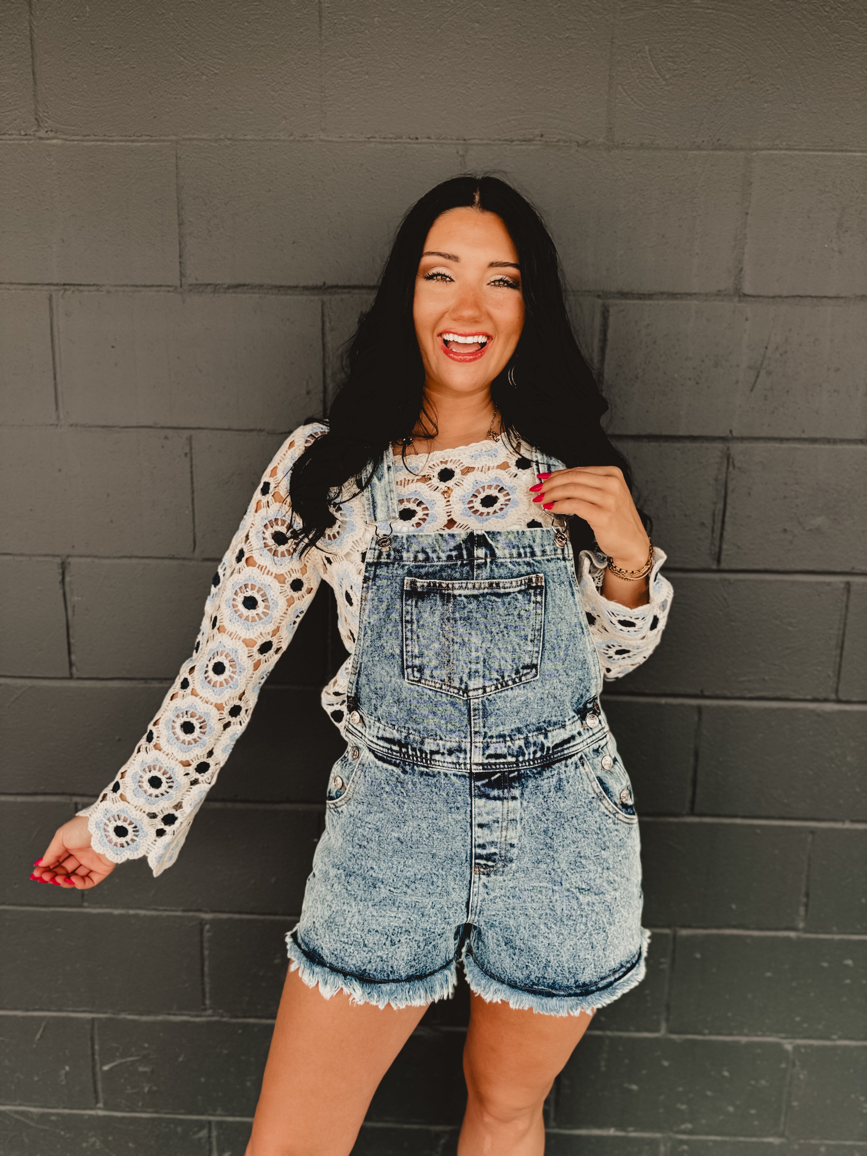 Raw Hem Denim Overalls - Medium Wash - Lace and Grace Boutique