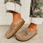 Birkenstock Buckley Suede Leather Clog - Gray Taupe - Lace and Grace Boutique