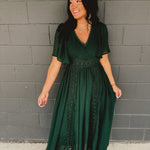 Swiss Dot Lace Maxi Dress - Evergreen - Lace and Grace Boutique