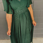 Swiss Dot Lace Maxi Dress - Evergreen - Lace and Grace Boutique