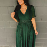 Swiss Dot Lace Maxi Dress - Evergreen - Lace and Grace Boutique
