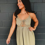 Lace Trim Detail Maxi Dress - Olive - Lace and Grace Boutique