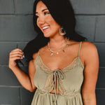 Lace Trim Detail Maxi Dress - Olive - Lace and Grace Boutique