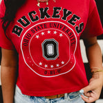 Ohio State University Cropped Tee - Red - Lace and Grace Boutique