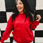 Ohio State Embroidered Block O Sweatshirt - Red - Lace and Grace Boutique