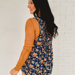 Washed Floral Denim Romper - Blue - Lace and Grace Boutique