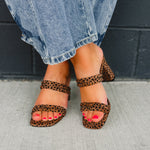 Dark Cheetah Strappy Block Heel - Lace and Grace Boutique
