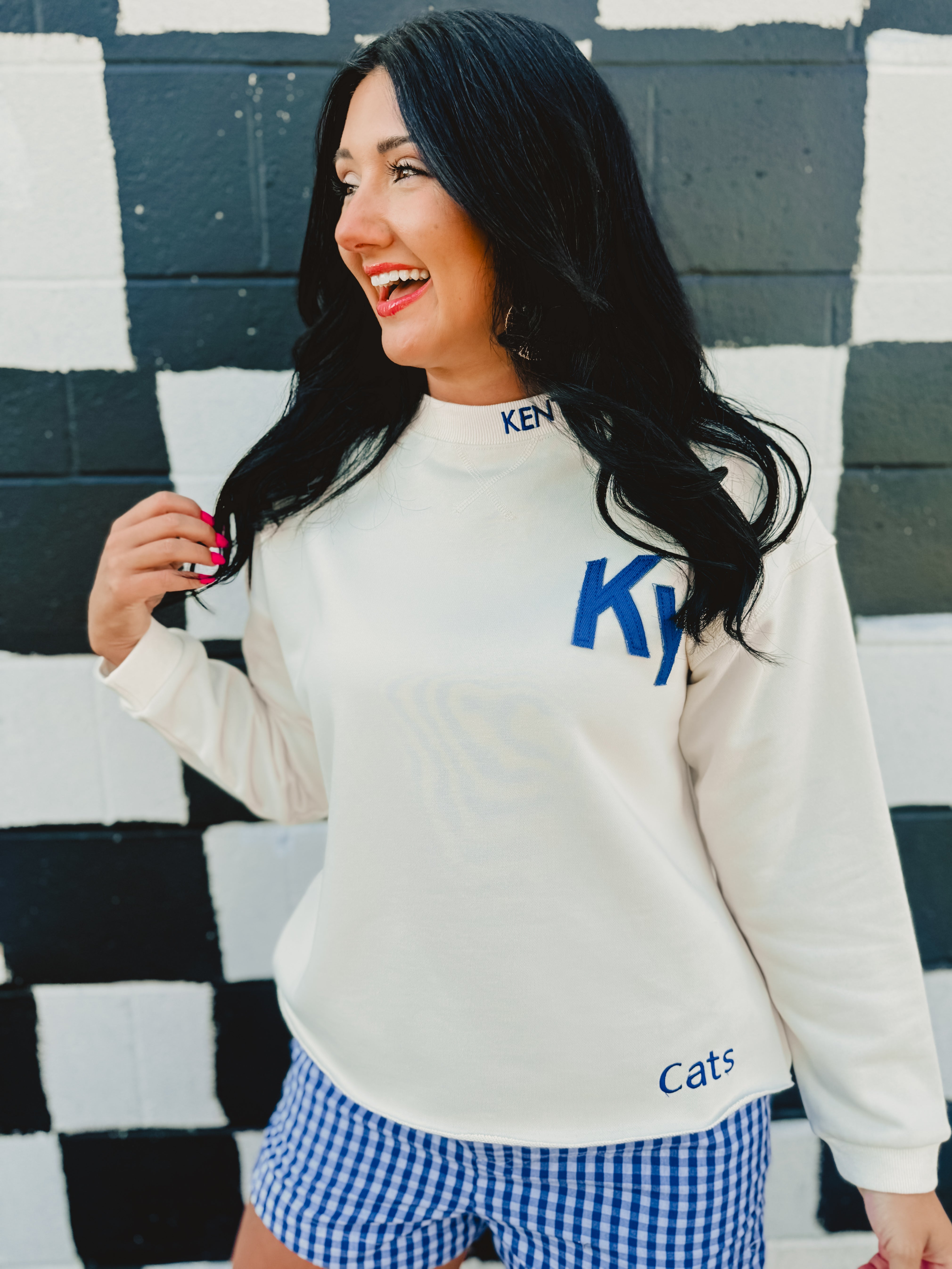Kentucky Embroidered Sweatshirt - Cream - Lace and Grace Boutique