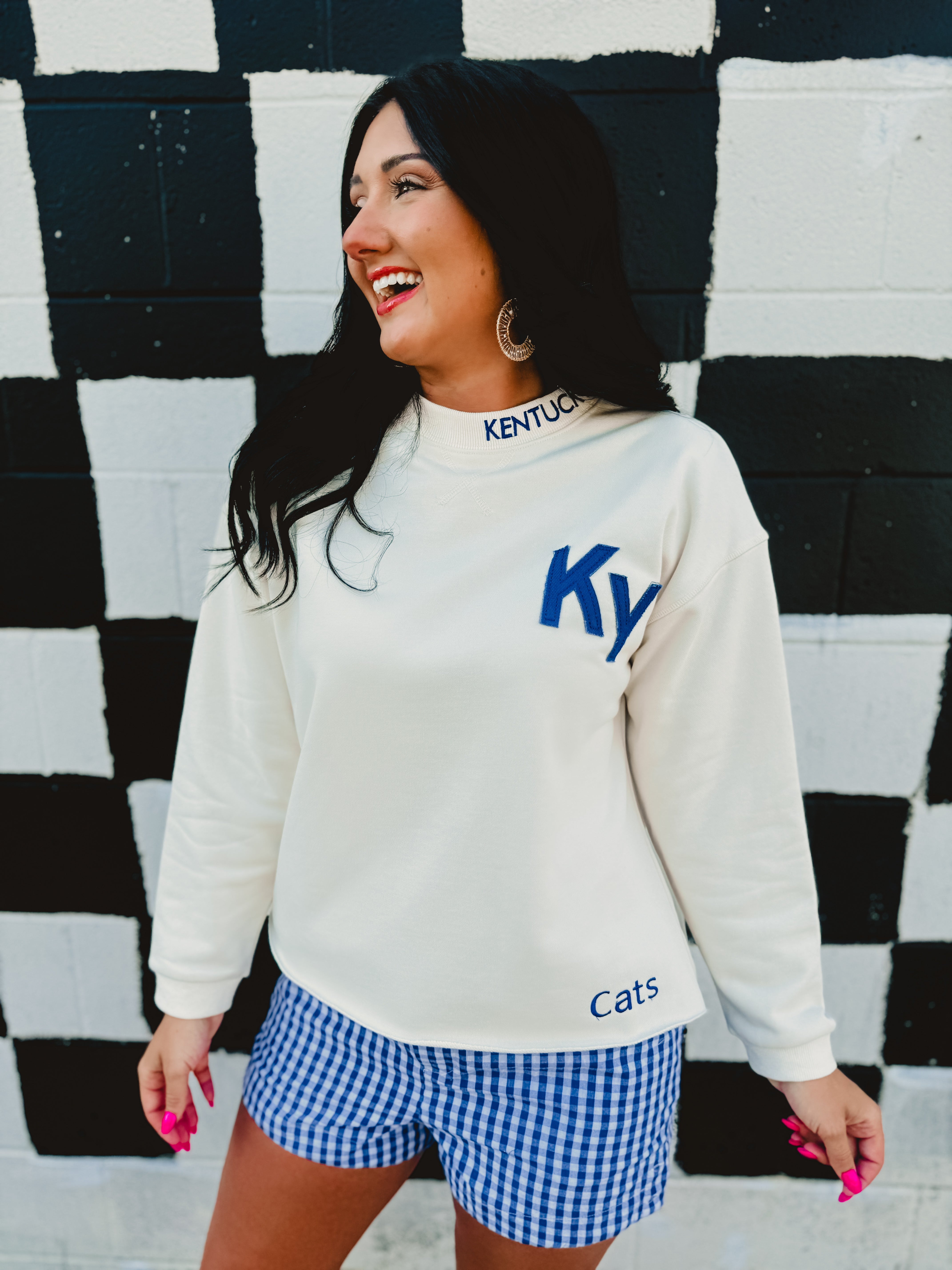 Kentucky Embroidered Sweatshirt - Cream - Lace and Grace Boutique