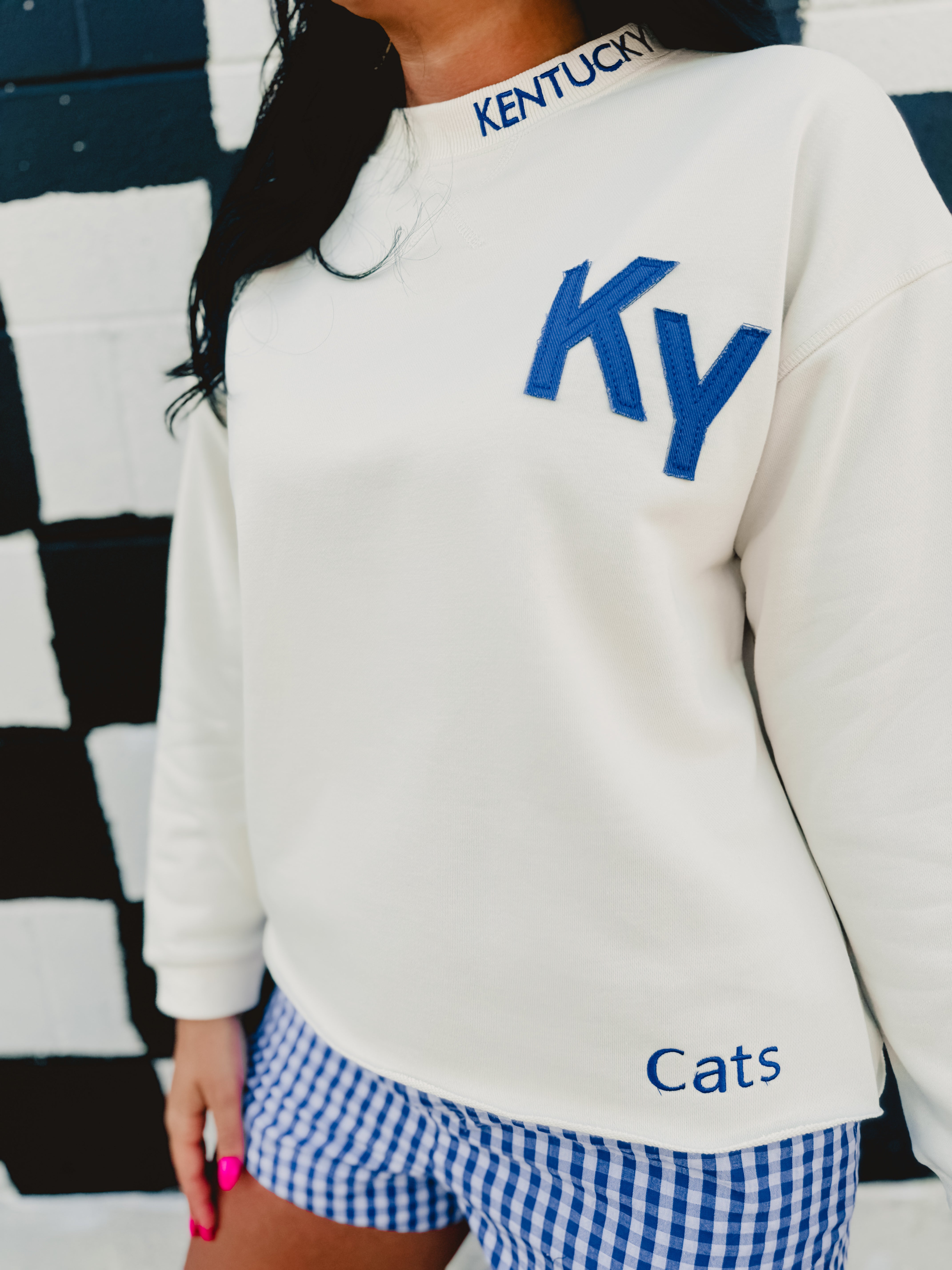 Kentucky Embroidered Sweatshirt - Cream - Lace and Grace Boutique