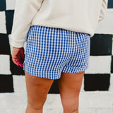 Gingham Boxer Shorts - Royal Blue - Lace and Grace Boutique