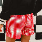 Gingham Boxer Shorts - Red/White - Lace and Grace Boutique