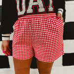 Gingham Boxer Shorts - Red/White - Lace and Grace Boutique