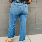 Risen Mid Rise Crop Straight Jean - Dark - Lace and Grace Boutique