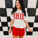 Ohio Cropped Graphic Tee - White - Lace and Grace Boutique