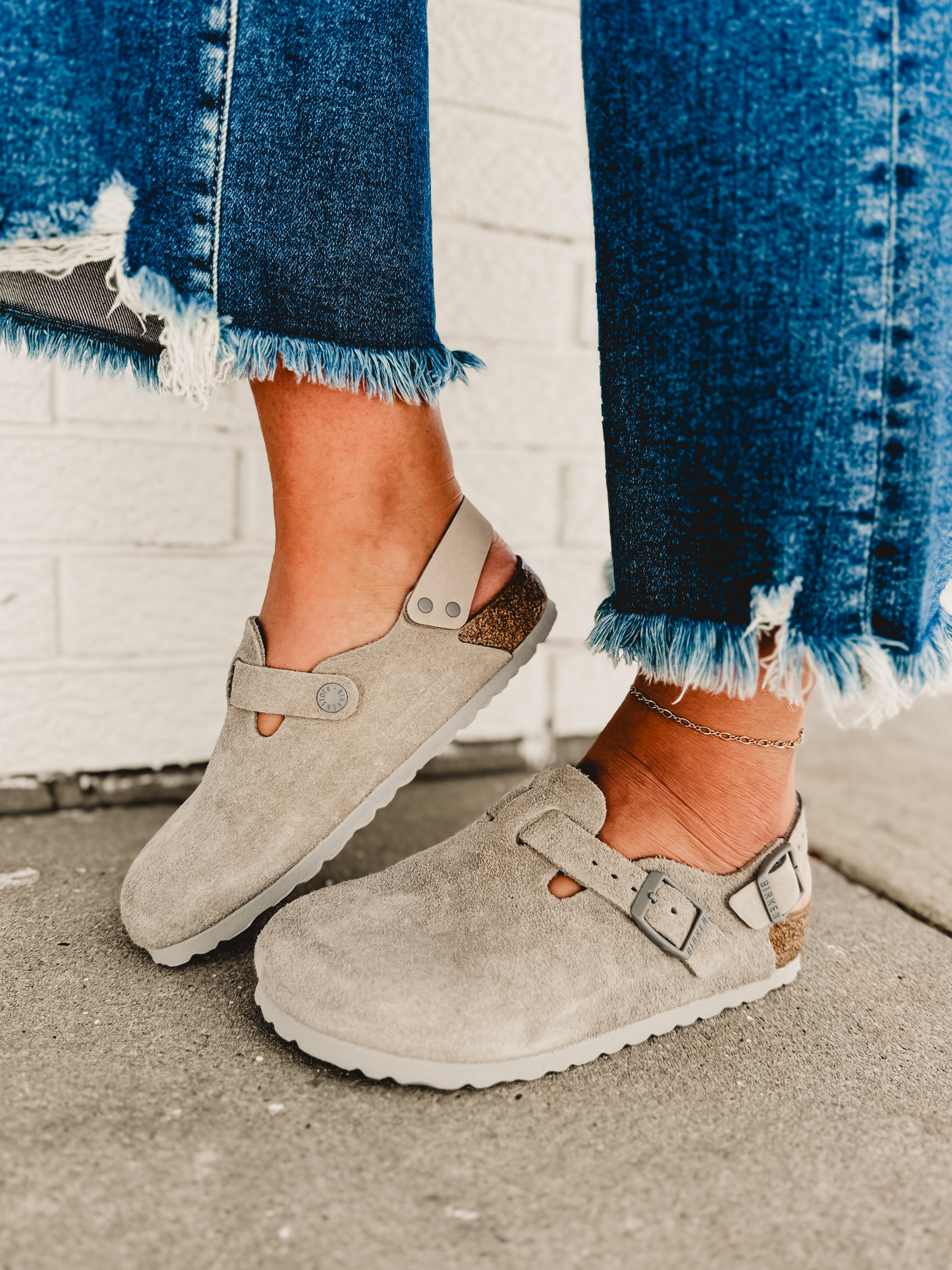 Birkenstock Tokio Suede Leather Clog - Stone Coin - Lace and Grace Boutique