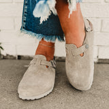 Birkenstock Tokio Suede Leather Clog - Stone Coin - Lace and Grace Boutique