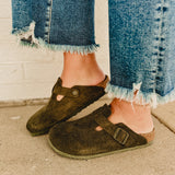 Birkenstock Boston Suede Leather Clog - Thyme - Lace and Grace Boutique
