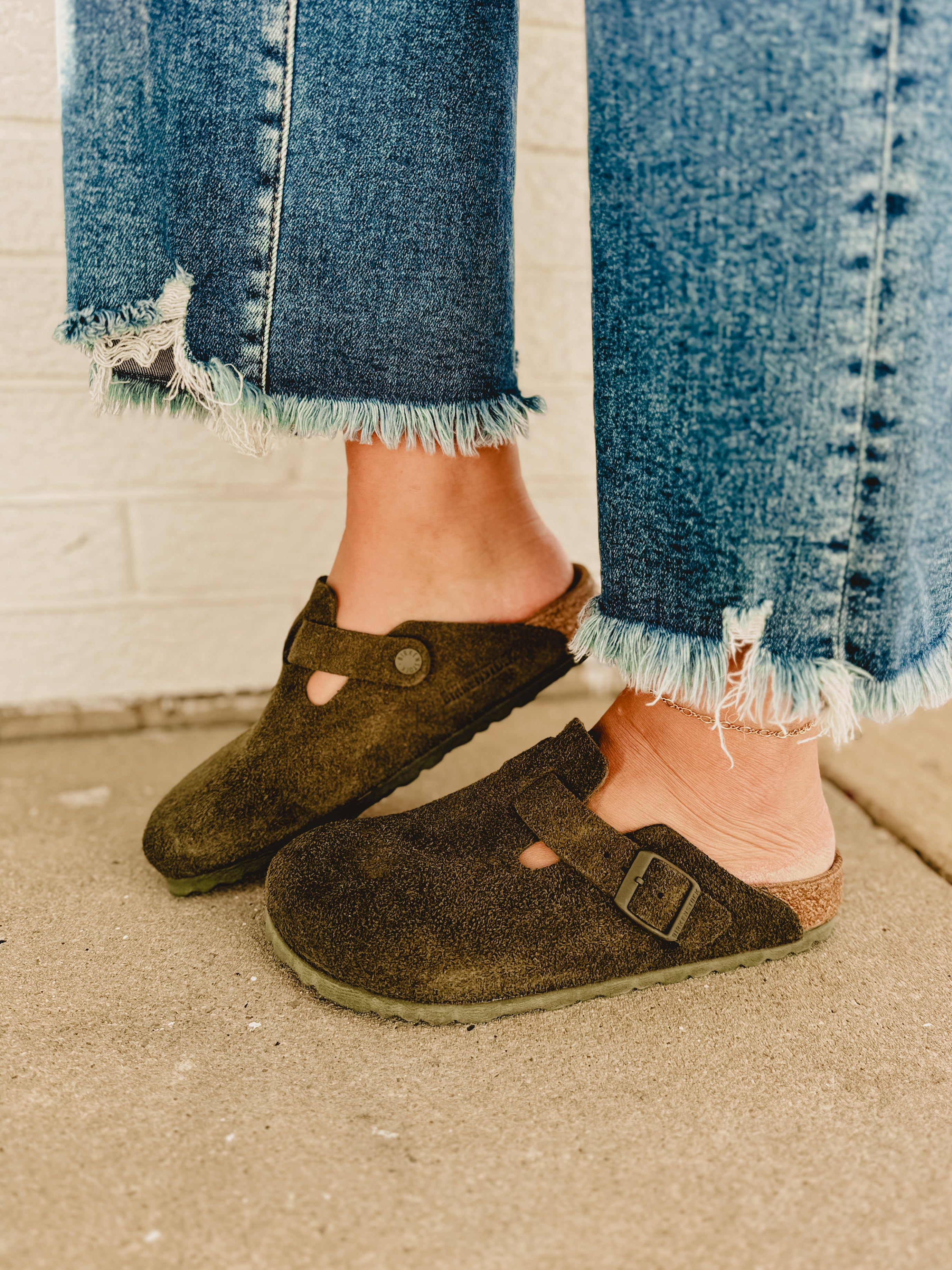 Birkenstock Boston Suede Leather Clog - Thyme - Lace and Grace Boutique