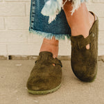 Birkenstock Boston Suede Leather Clog - Thyme - Lace and Grace Boutique