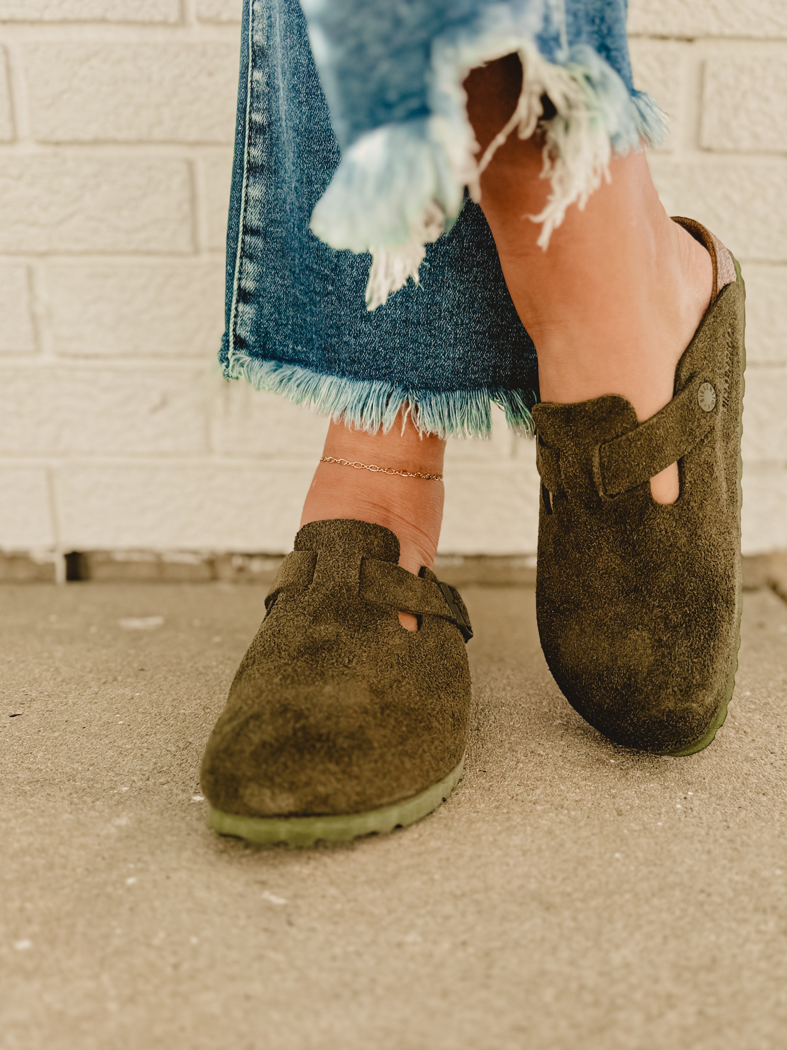 Birkenstock Boston Suede Leather Clog - Thyme - Lace and Grace Boutique