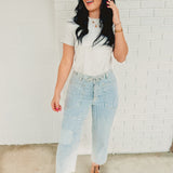 Striped Washed Twill Pants - Washed Denim - Lace and Grace Boutique